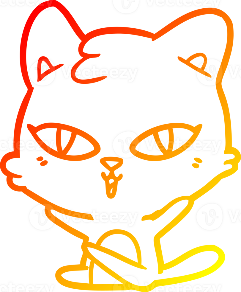 warm gradient line drawing of a cartoon cat png