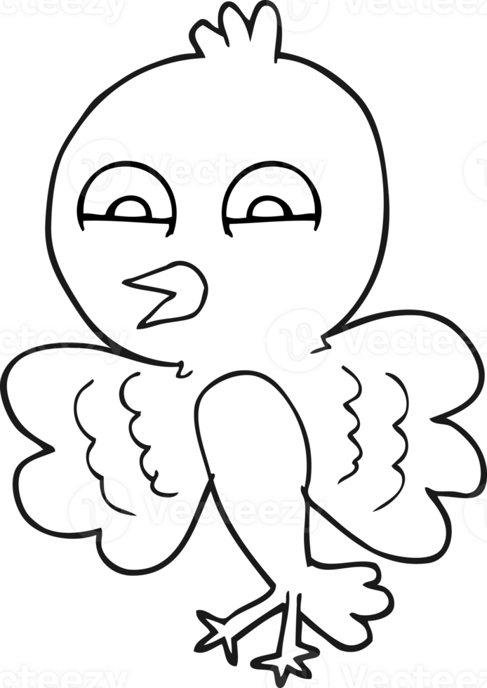 hand drawn black and white cartoon bird 45054179 PNG