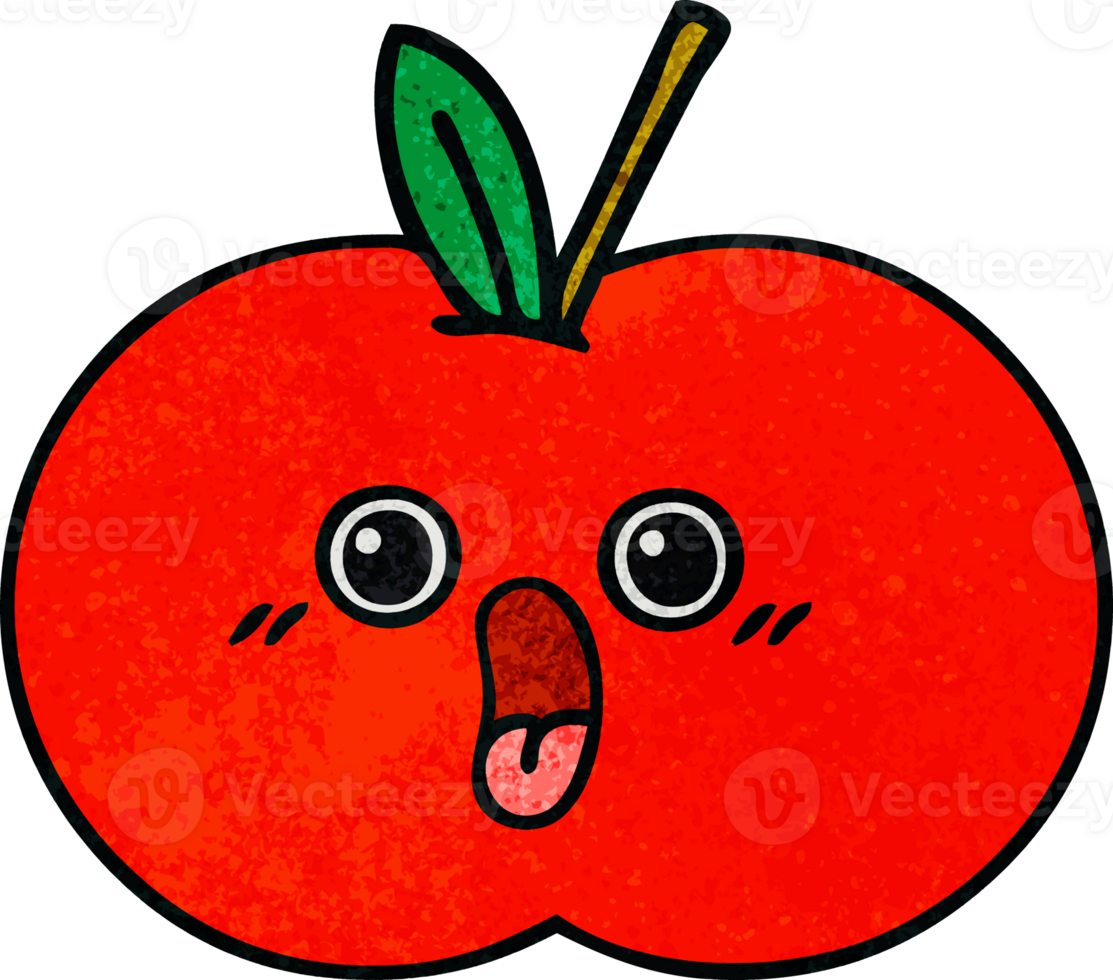 retro grunge texture cartoon of a red apple png