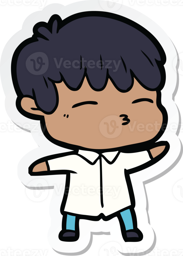 sticker of a cartoon curious boy png