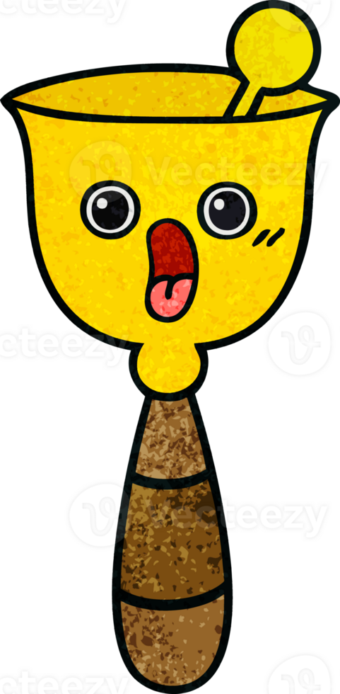 retro grunge texture cartoon of a school bell png