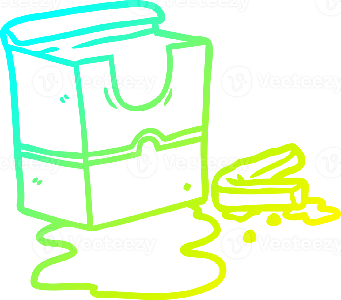 cold gradient line drawing of a empty box of fries png