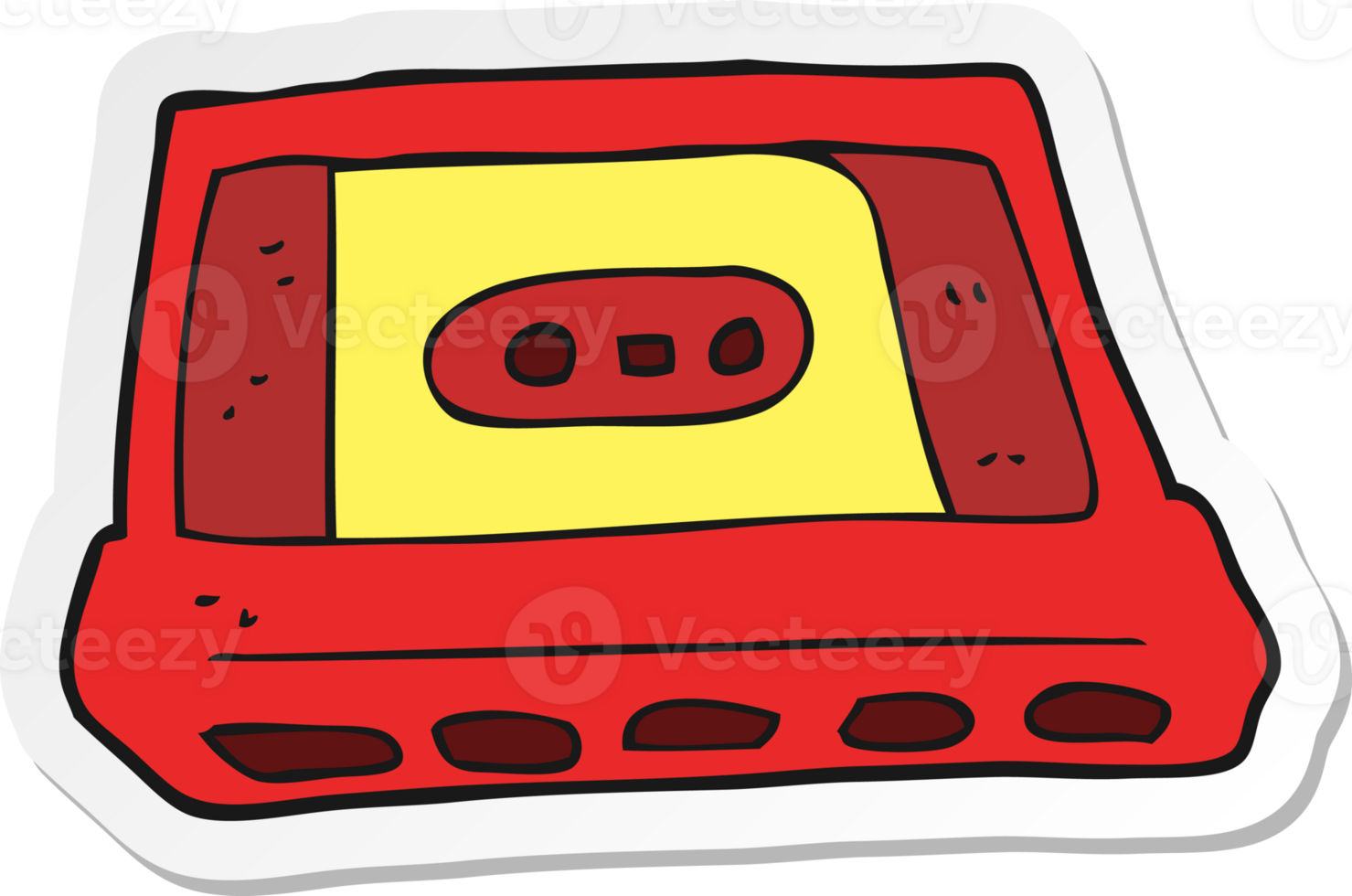 sticker of a cartoon cassette tape png