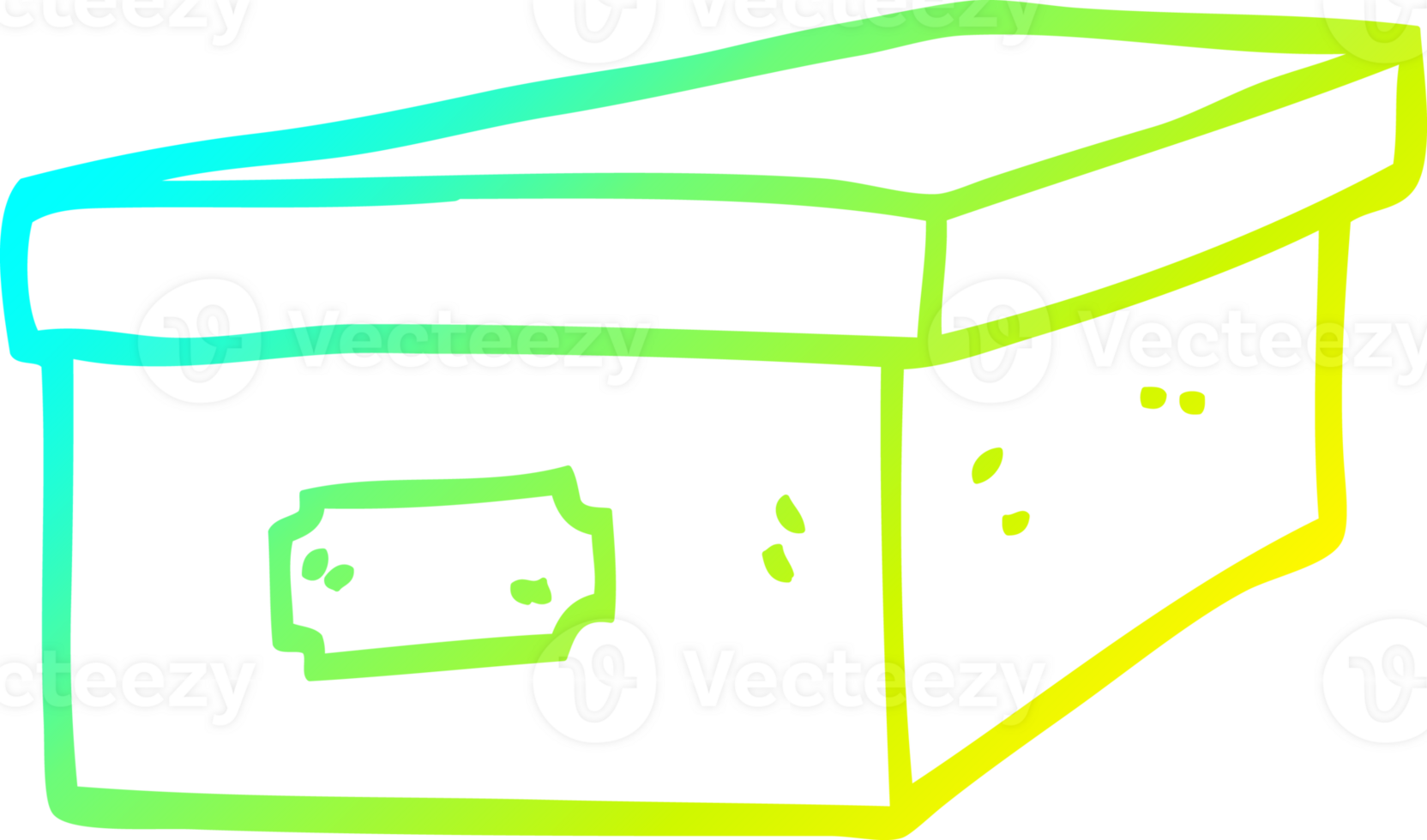 cold gradient line drawing of a cartoon filing box png
