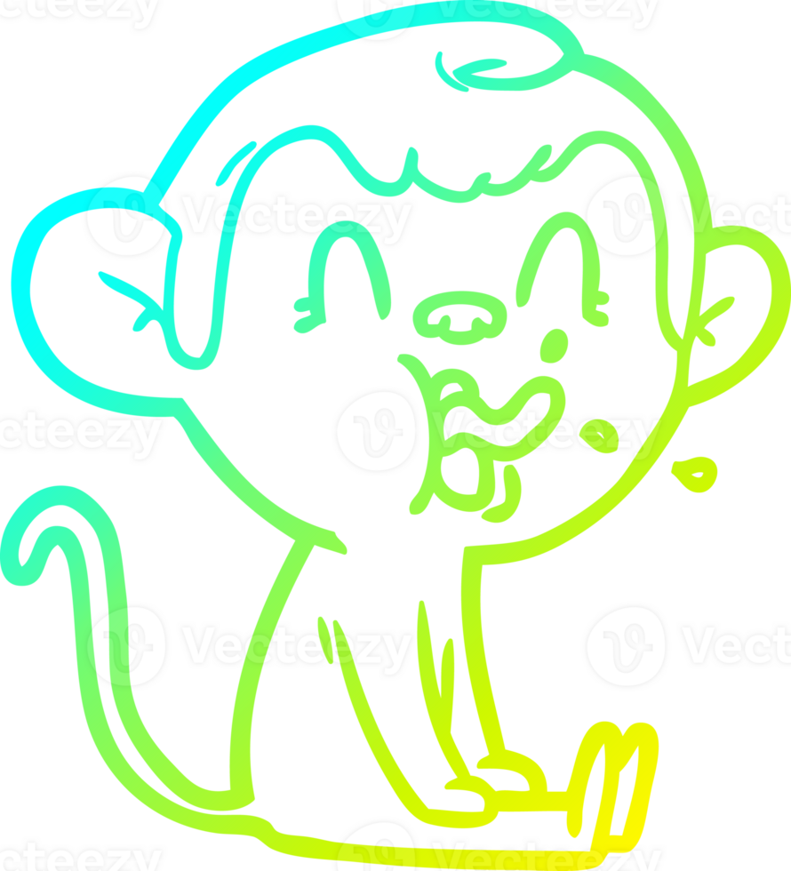 cold gradient line drawing of a crazy cartoon monkey sitting png