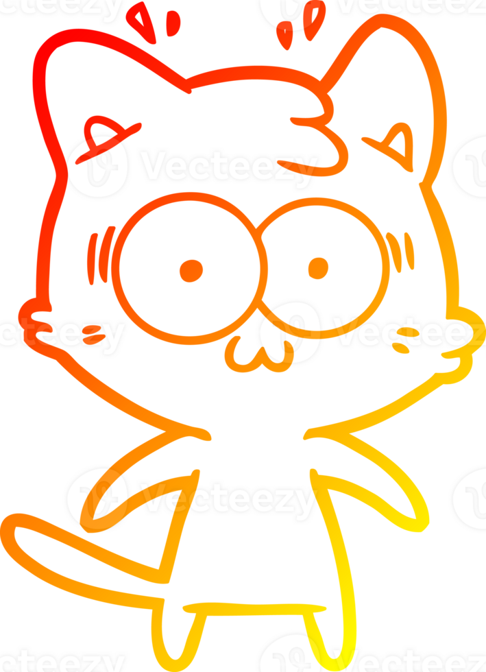 warm gradient line drawing of a cartoon surprised cat png