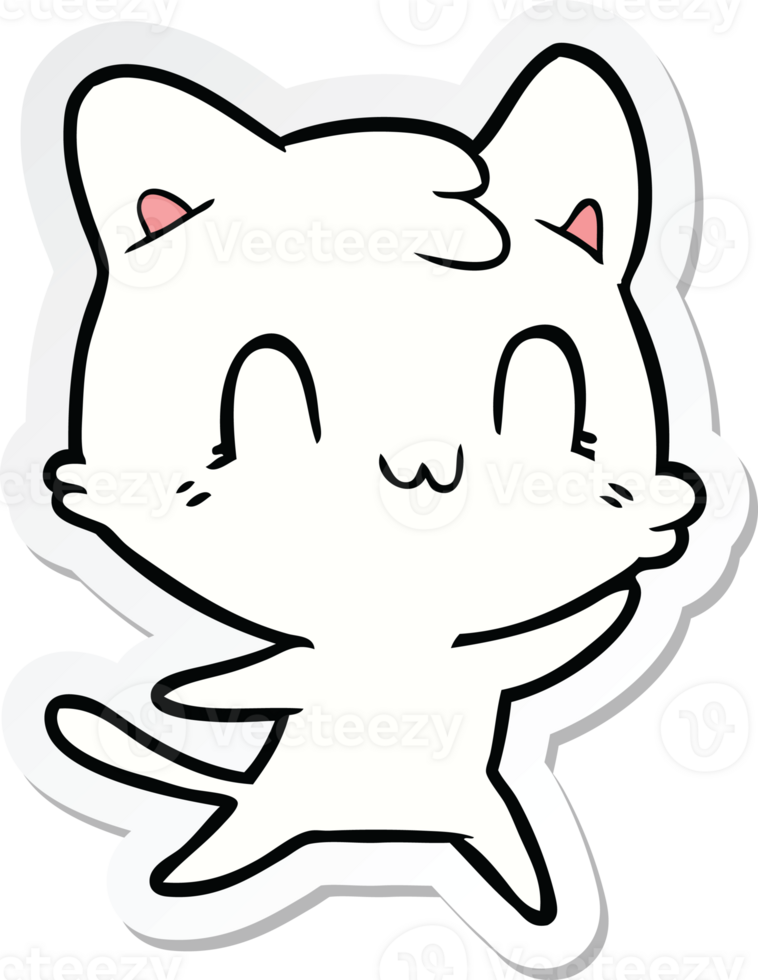 sticker of a cartoon happy cat png