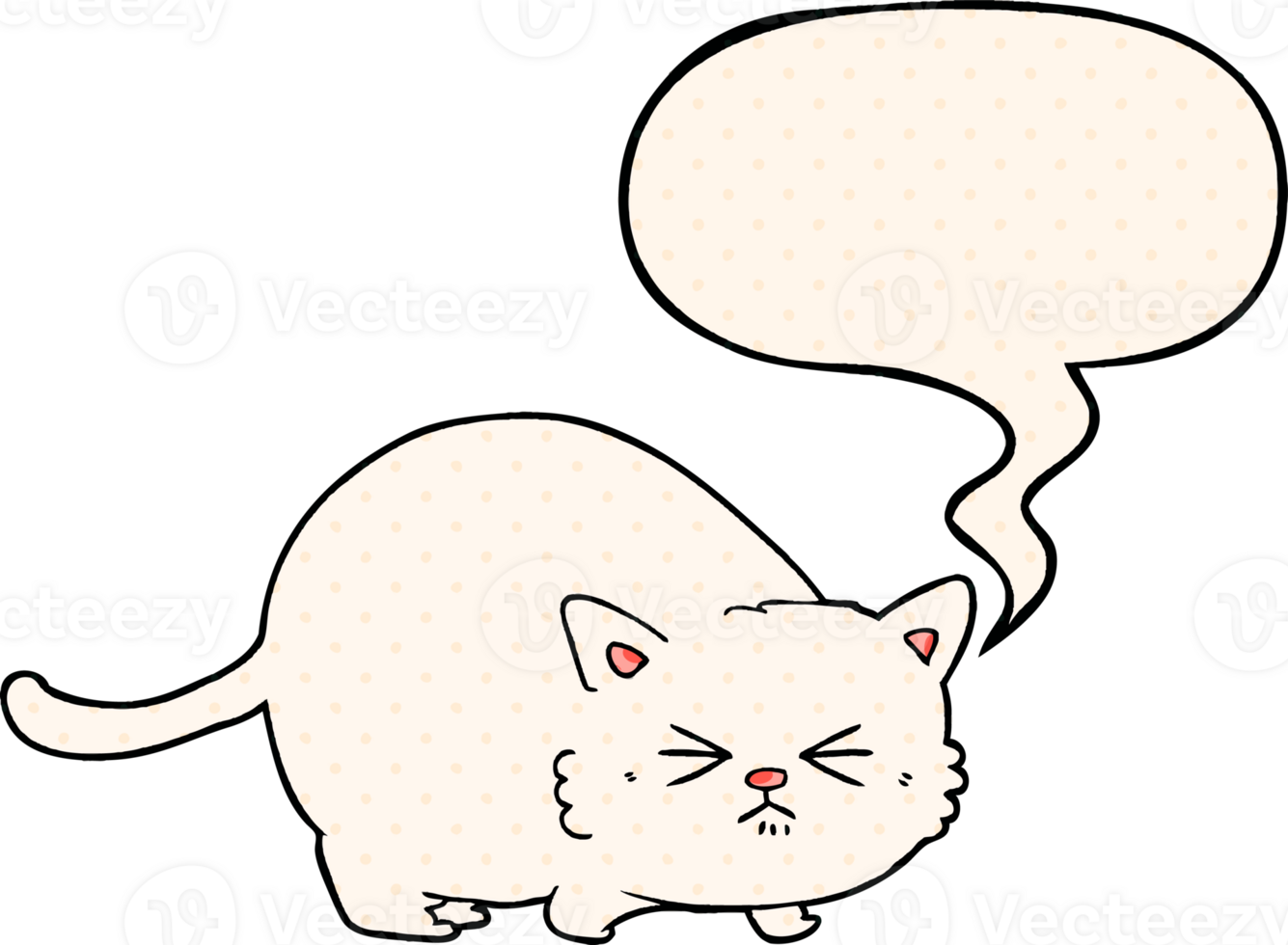 cartoon angry cat with speech bubble in comic book style png