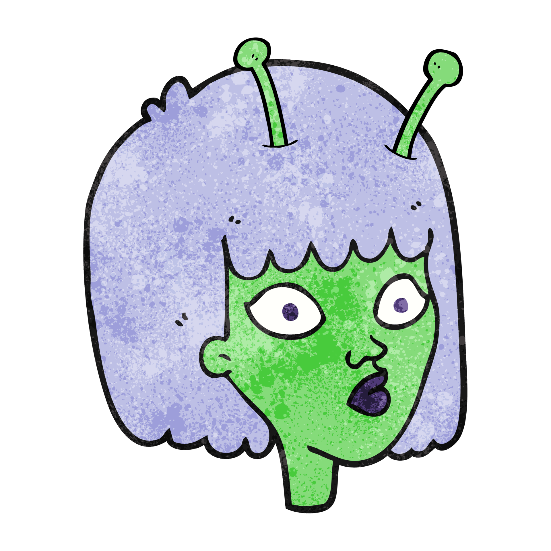 hand textured cartoon female alien 45054620 PNG