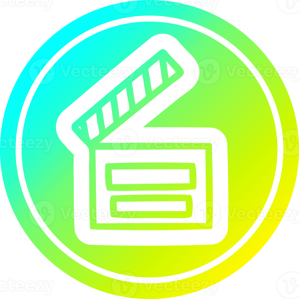 movie clapper board circular icon with cool gradient finish png