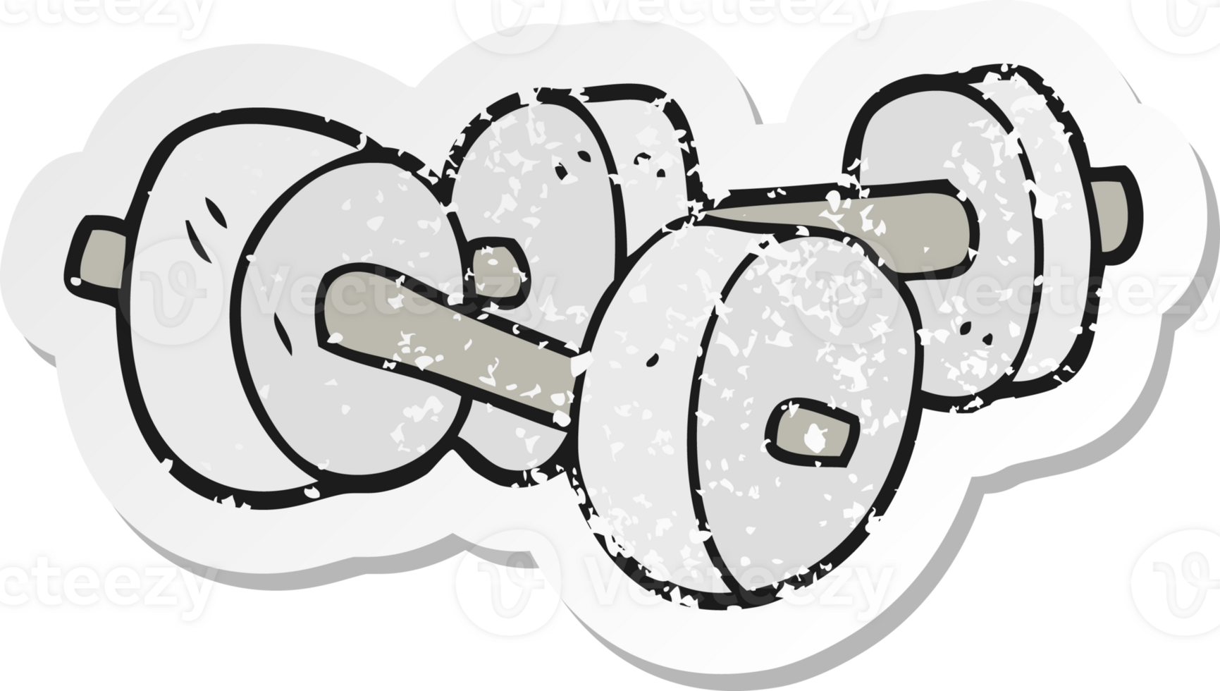 retro distressed sticker of a cartoon dumbbells png