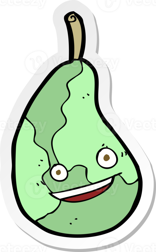 sticker of a cartoon happy pear png