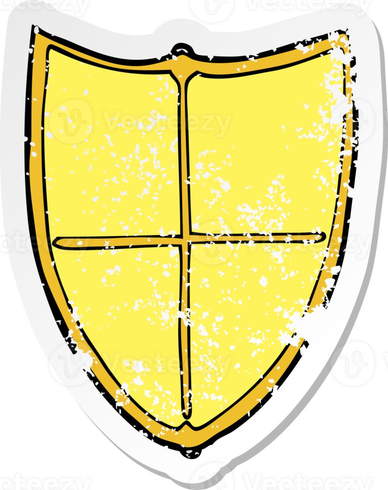 retro distressed sticker of a cartoon heraldic shield png