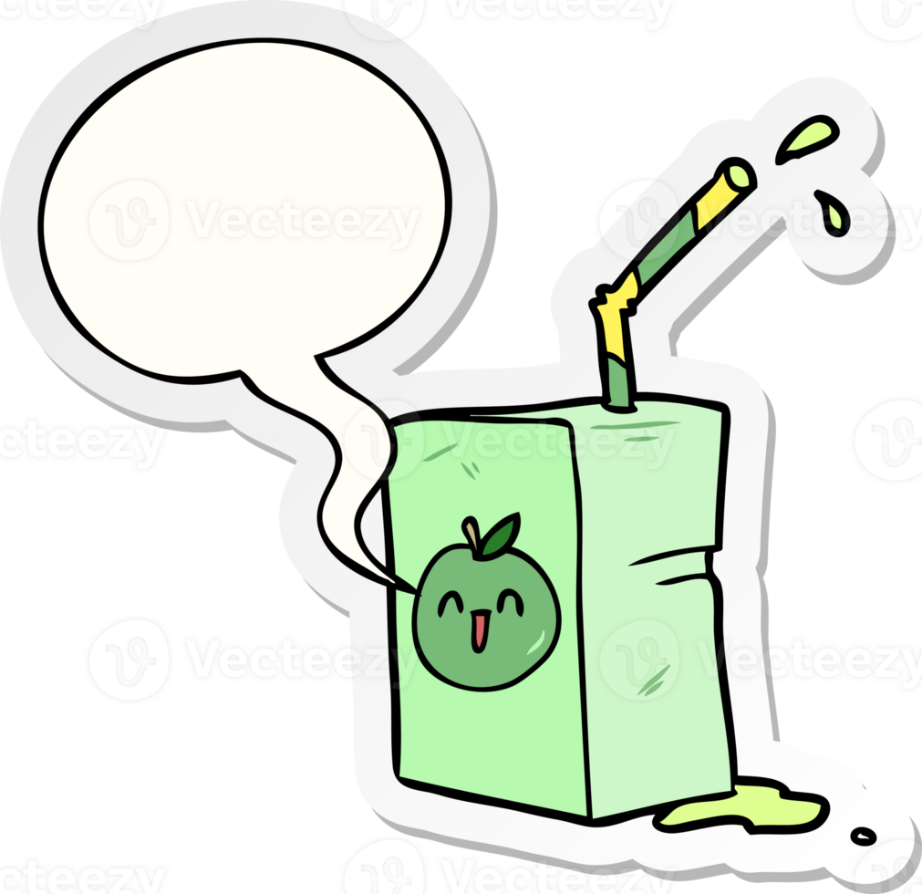 cartoon apple juice box with speech bubble sticker png