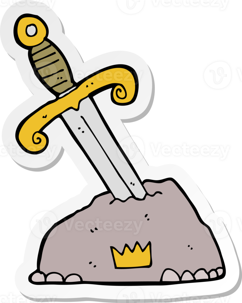 sticker of a cartoon sword in stone png