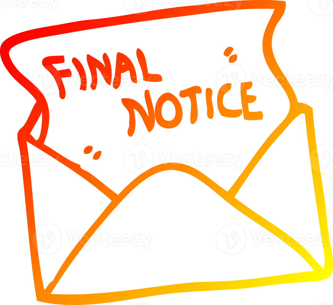 caloroso gradiente linha desenhando do uma desenho animado final aviso prévio carta png