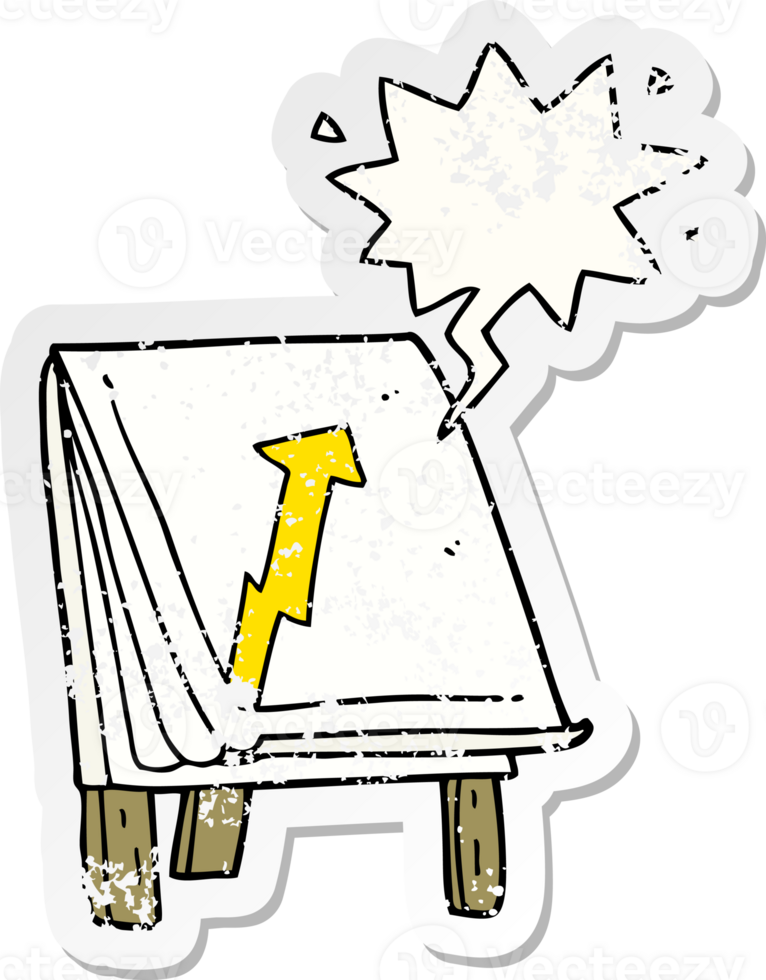 cartoon business chart with arrow with speech bubble distressed distressed old sticker png