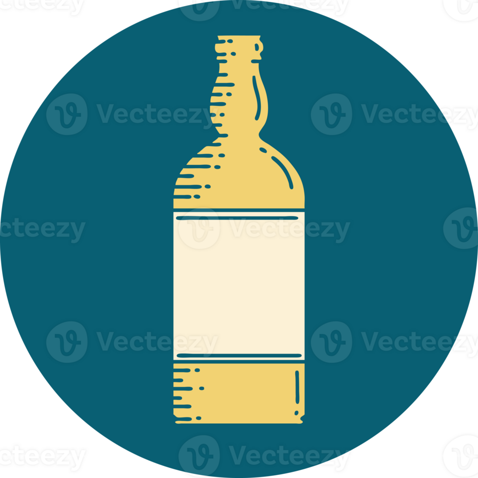 iconic tattoo style image of a bottle png