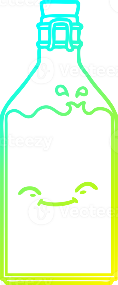 cold gradient line drawing of a cartoon old water bottle png