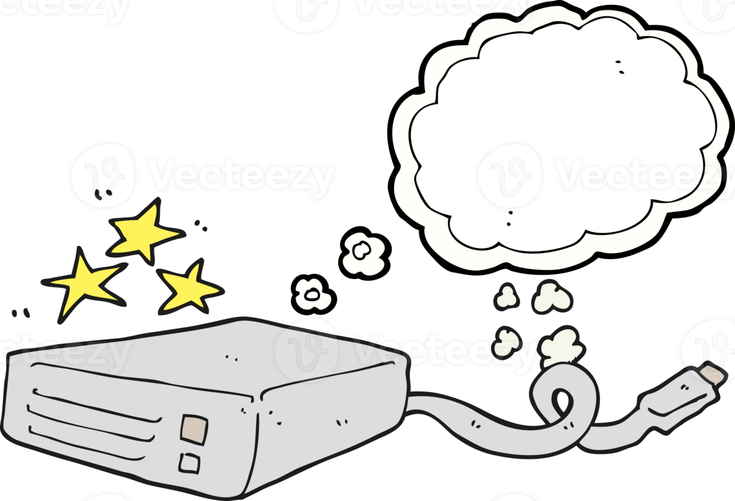 hand drawn thought bubble cartoon computer hard drive png