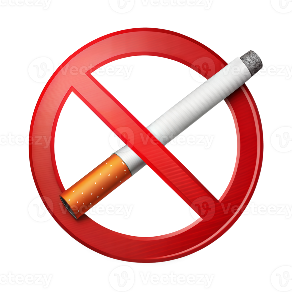 No smoking sign with a cigarette on transparent background png
