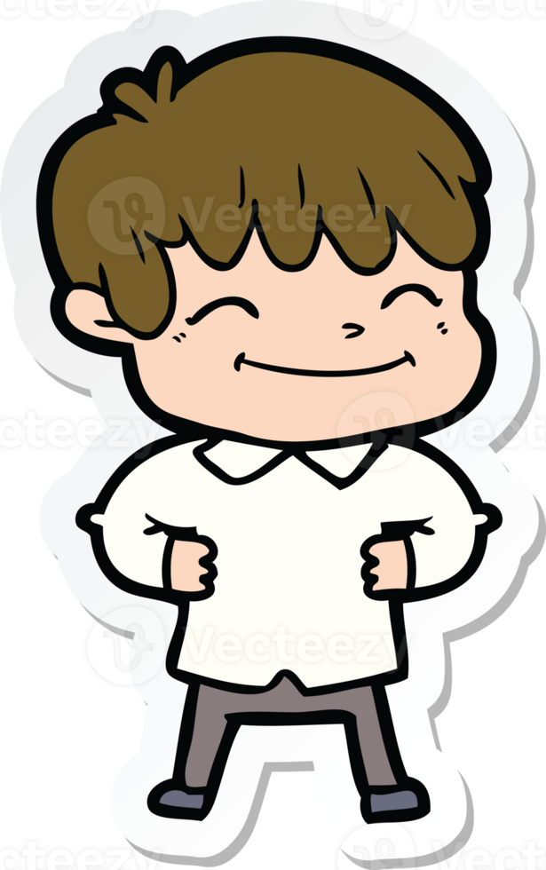 sticker of a cartoon happy boy png