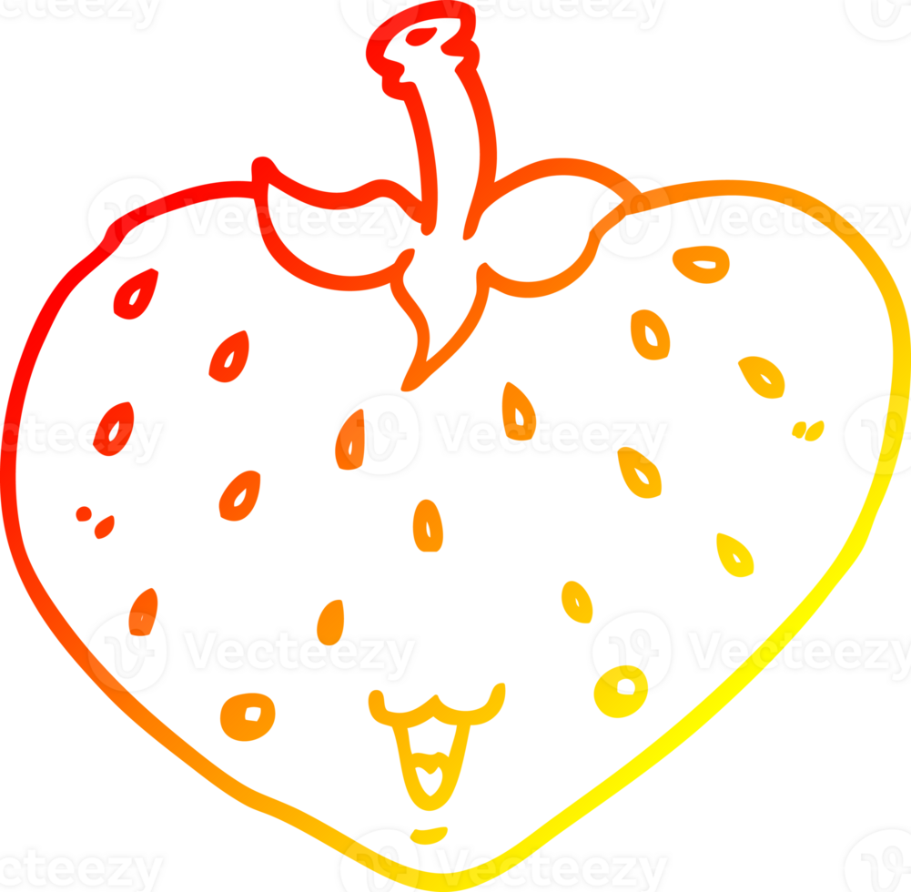 warm gradient line drawing of a cartoon strawberry png