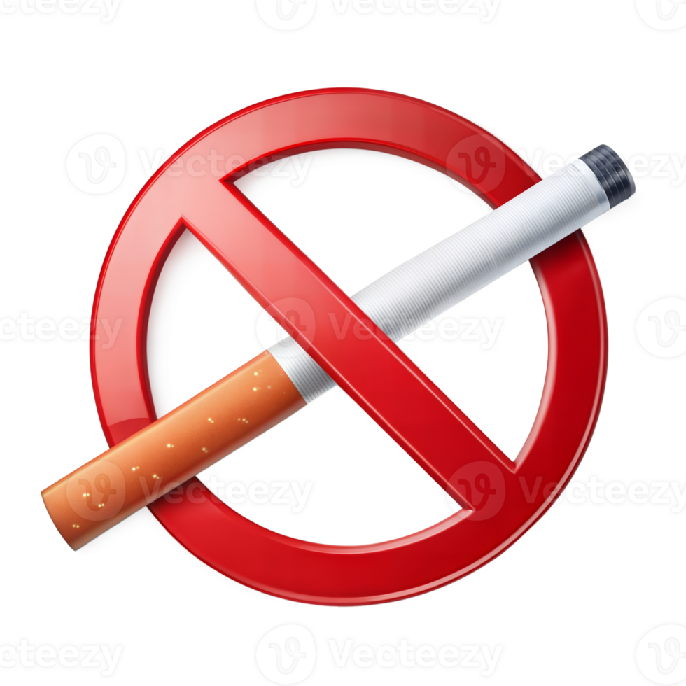 No smoking symbol with crossed cigarette in red circle png