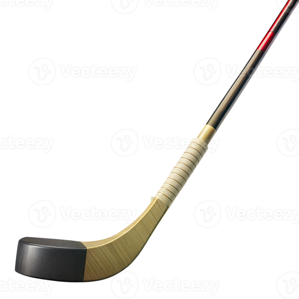 A hockey stick with a black and gold handle png