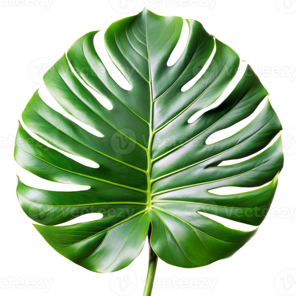 A vibrant Monstera leaf with natural patterns and textures png
