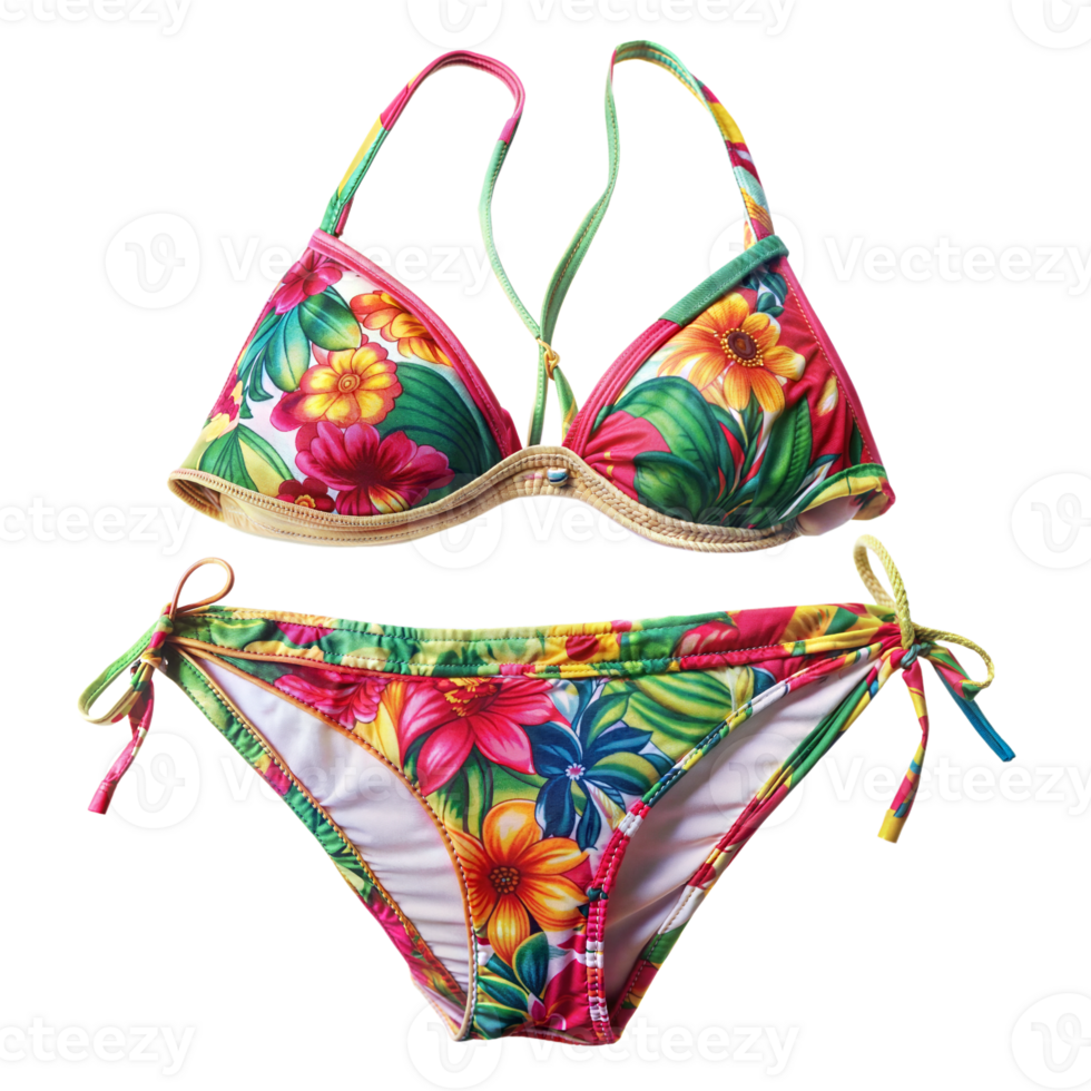 Colorful floral bikini for summer beachwear and swimwear fashion png