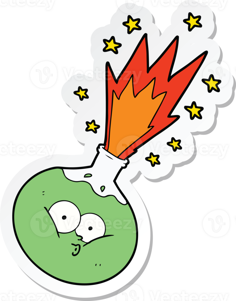 sticker of a cartoon potion exploding png