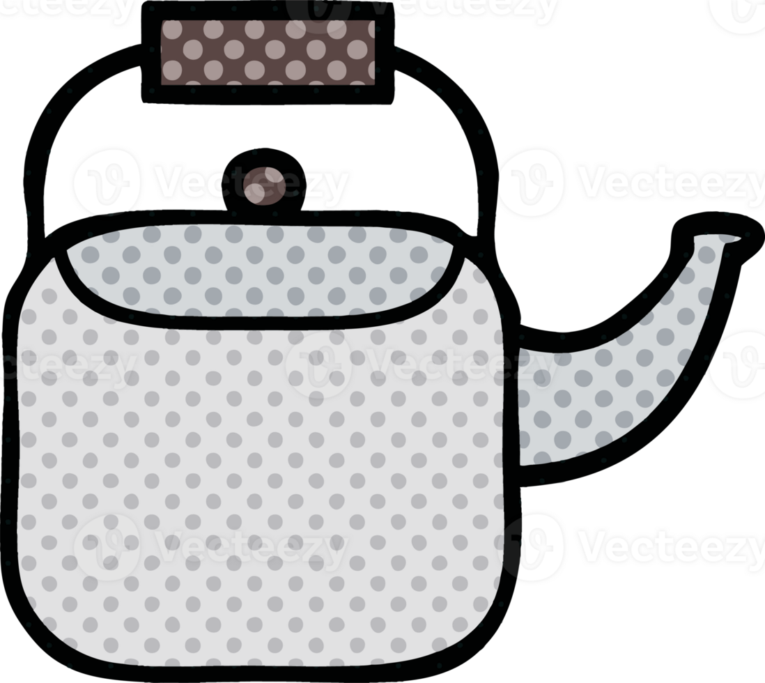 comic book style cartoon of a kettle pot png