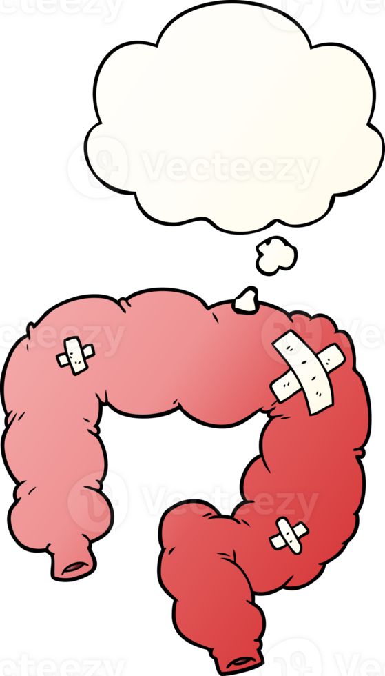 cartoon colon with thought bubble in smooth gradient style png