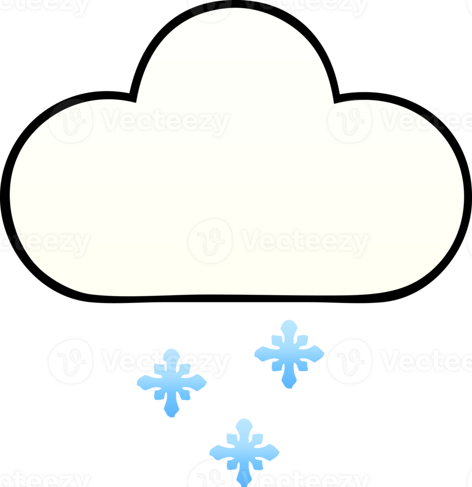 gradient shaded cartoon of a snow cloud png