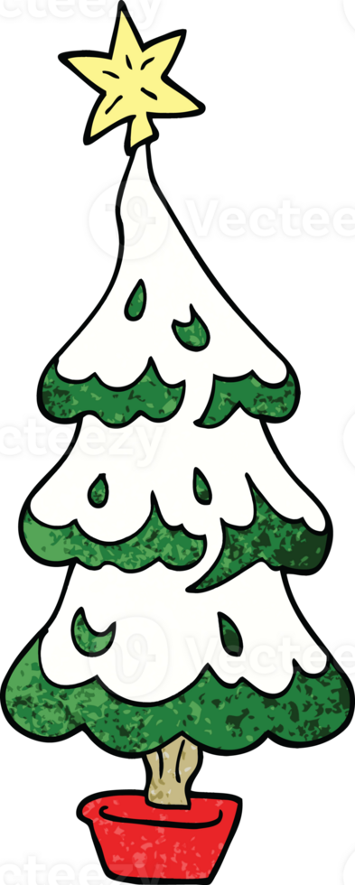 cartoon doodle snowy christmas tree png