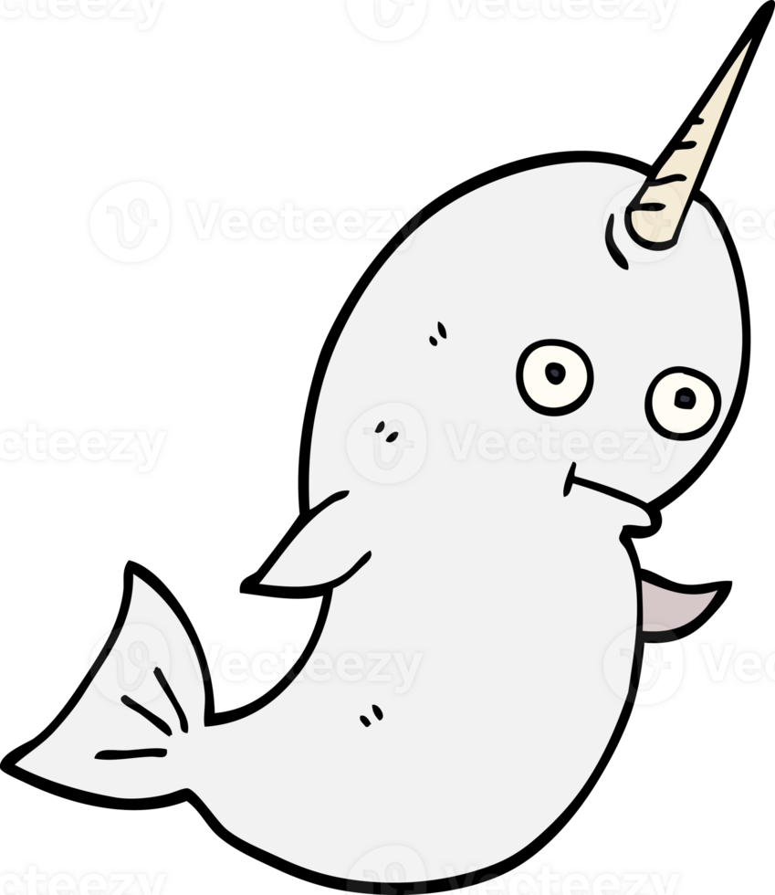 cartoon doodle white narwhal png