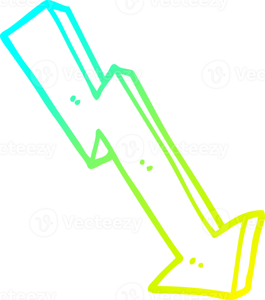 cold gradient line drawing of a cartoon business loss arrow png