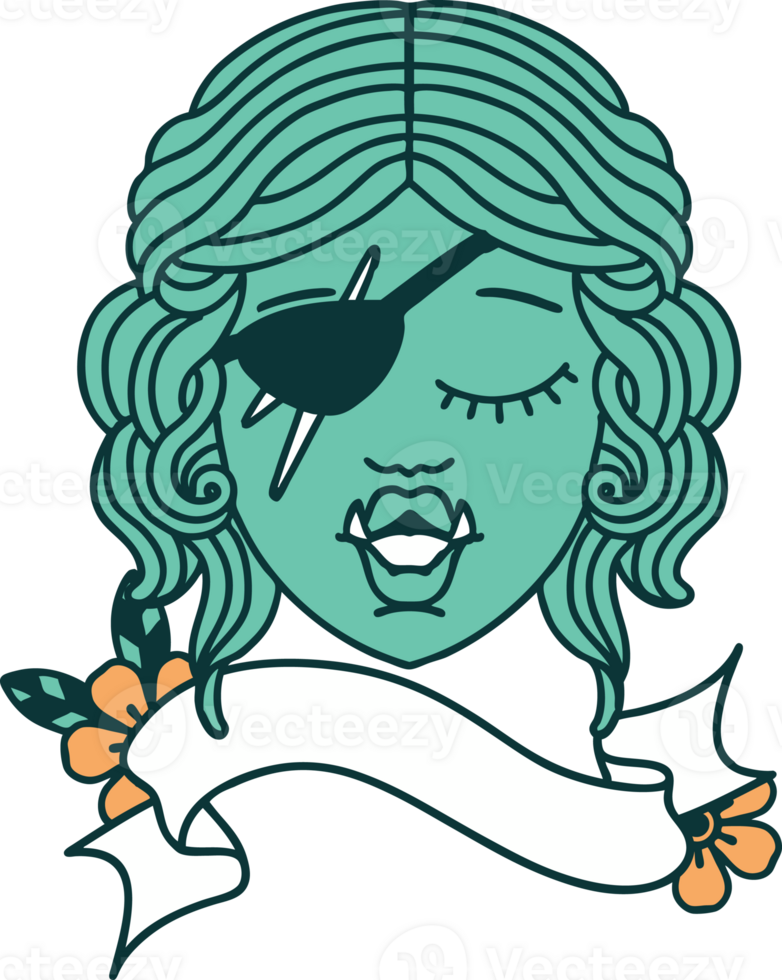 Retro Tattoo Style orc rogue character face png