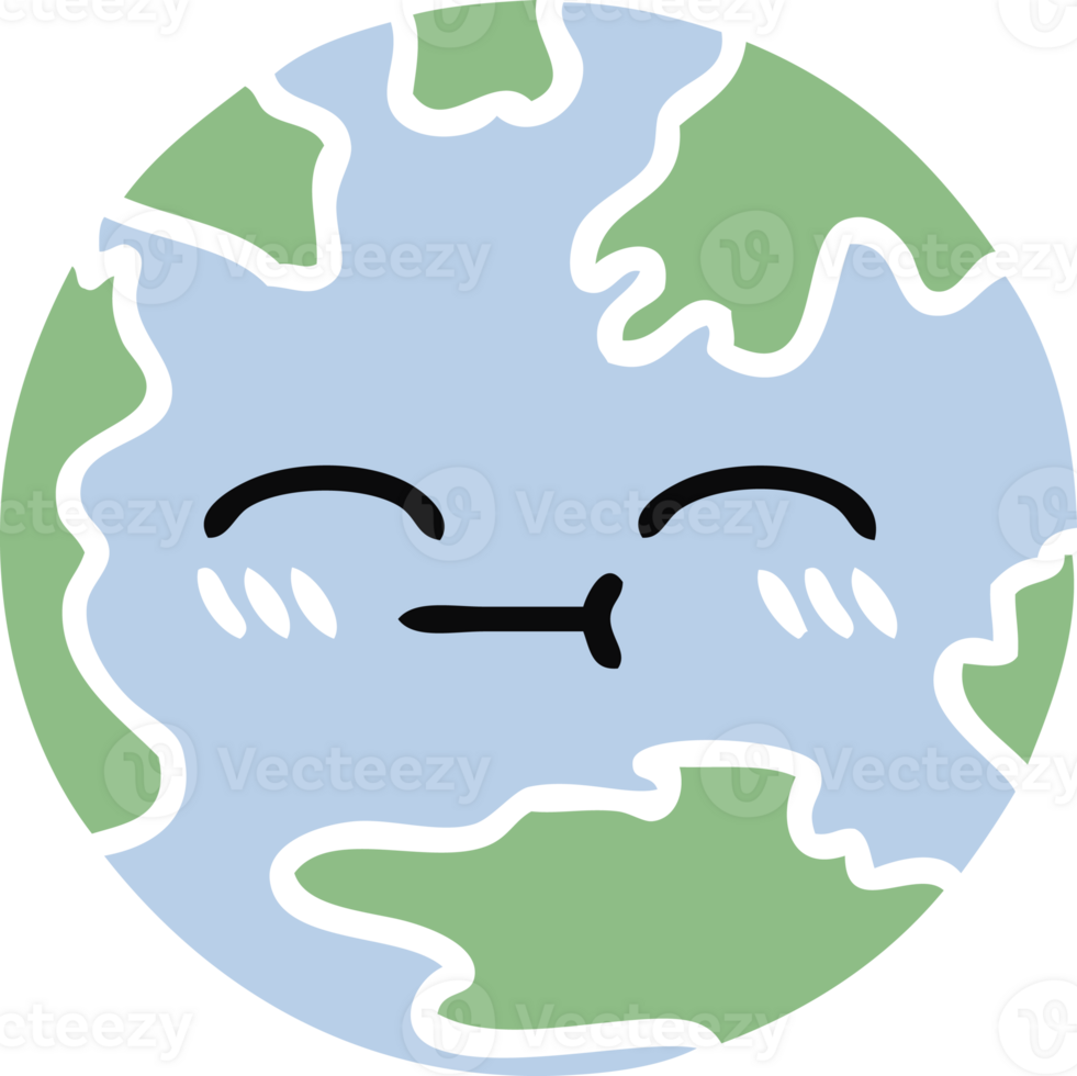 flat color retro cartoon of a planet earth png
