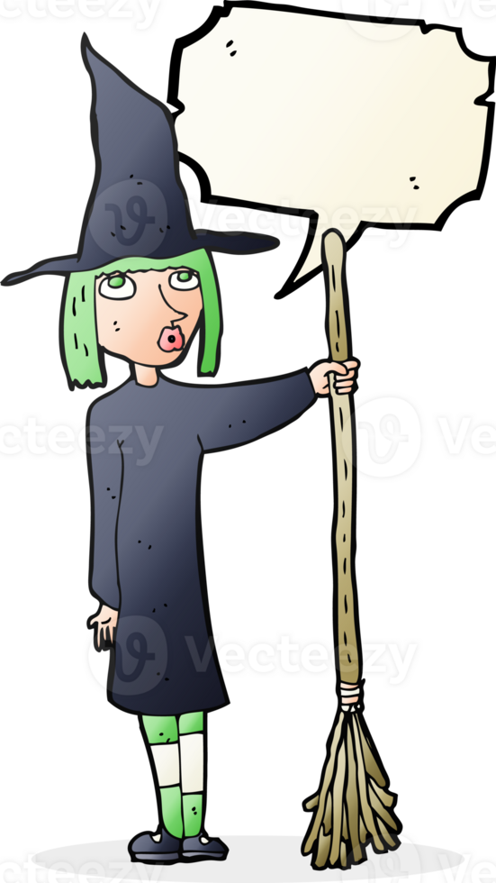 cartoon witch with speech bubble png