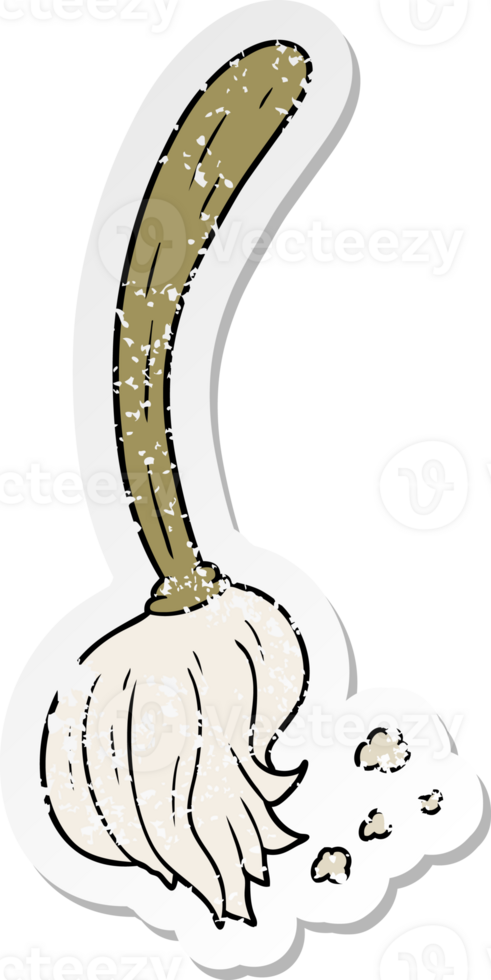 distressed sticker of a cartoon mop png