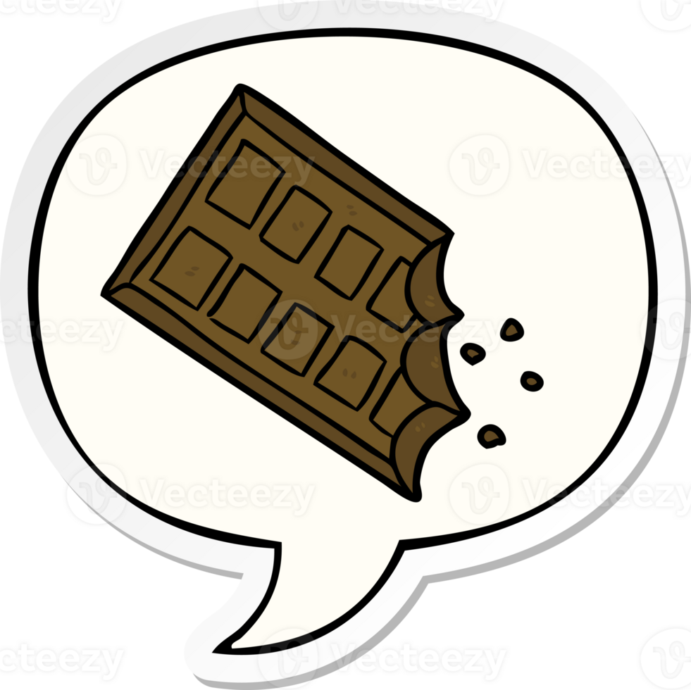 cartoon bar of chocolate with speech bubble sticker png