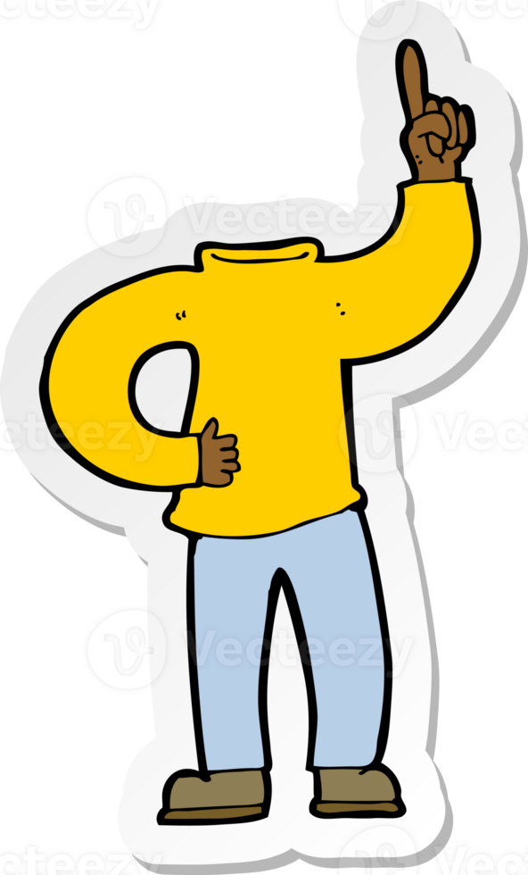 sticker of a cartoon headless body with raised hand png