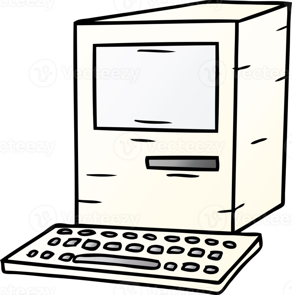 hand drawn gradient cartoon doodle of a computer and keyboard png