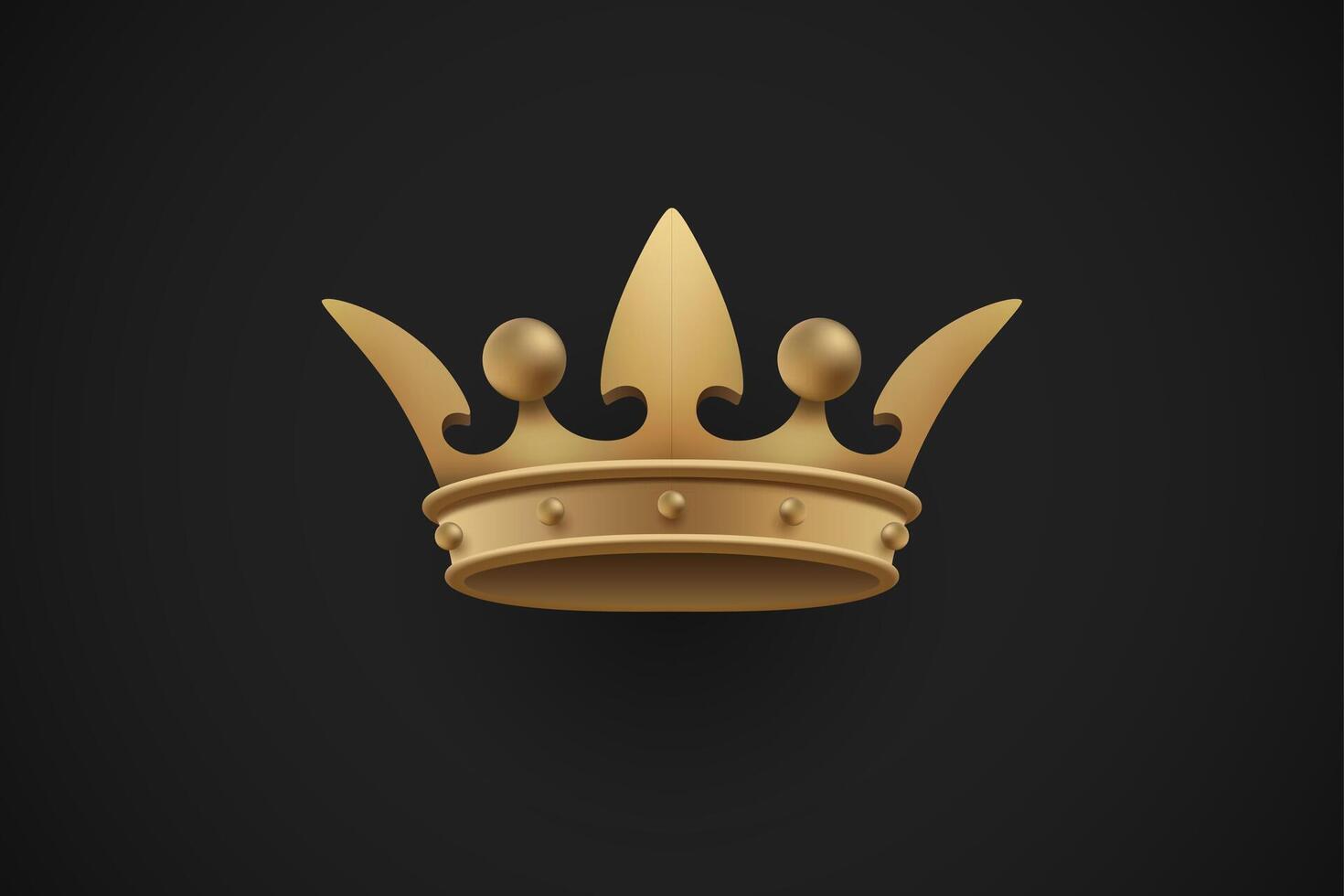 Gold royal crown on a dark black background. Illustration. vector