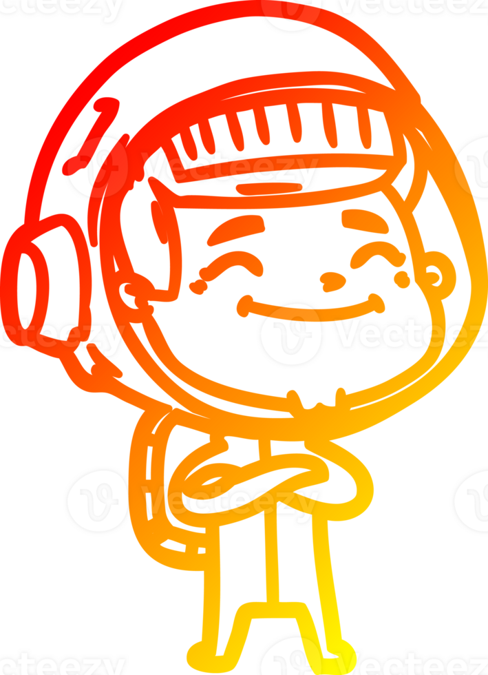 warm gradient line drawing of a happy cartoon astronaut png