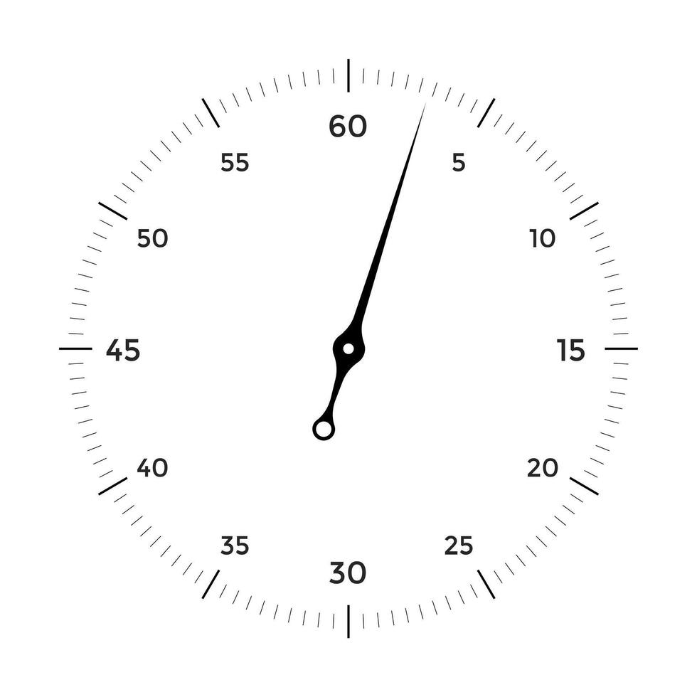 White clock face for with black and red pointer on white background vector