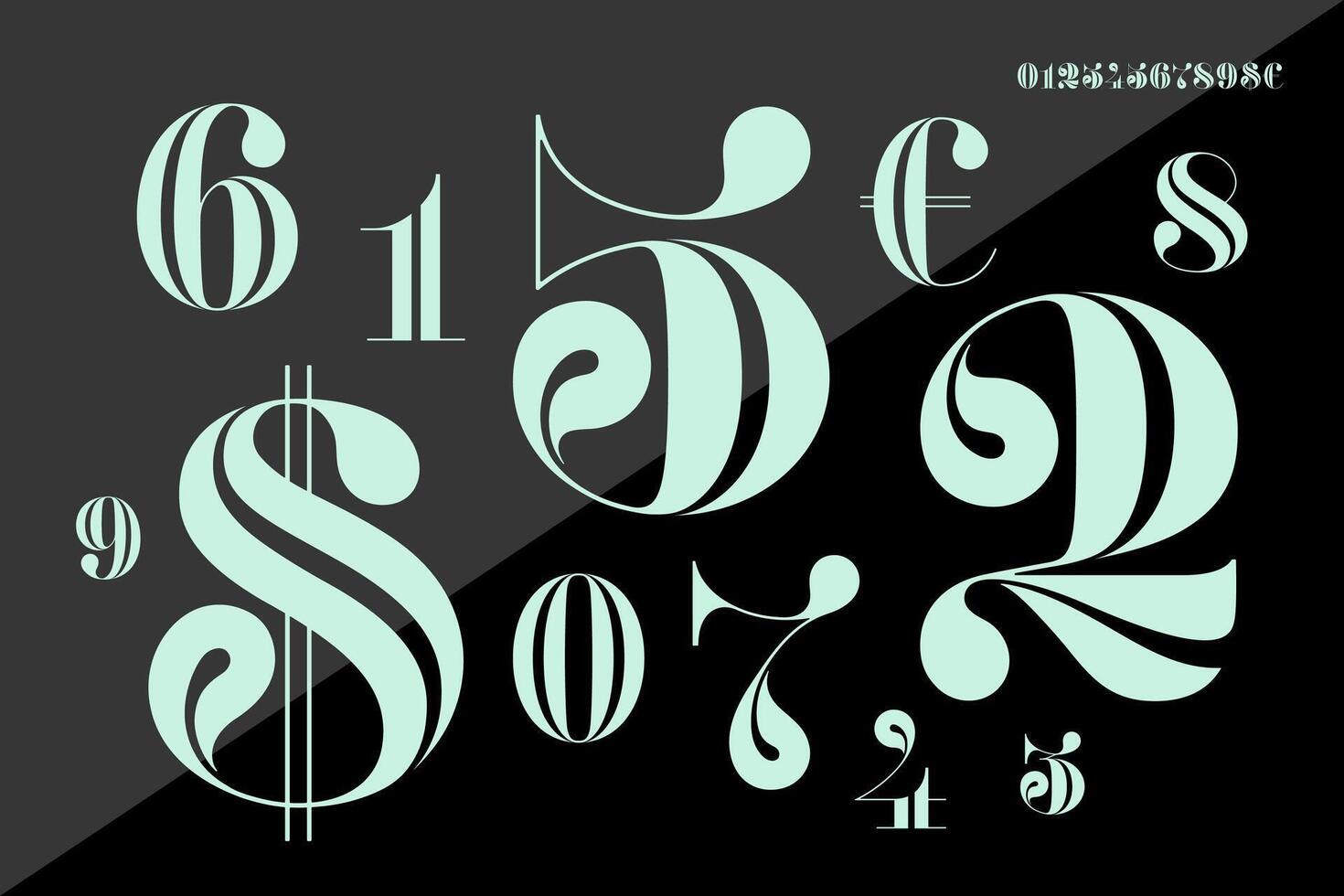 Font of numbers in classical french didot vector