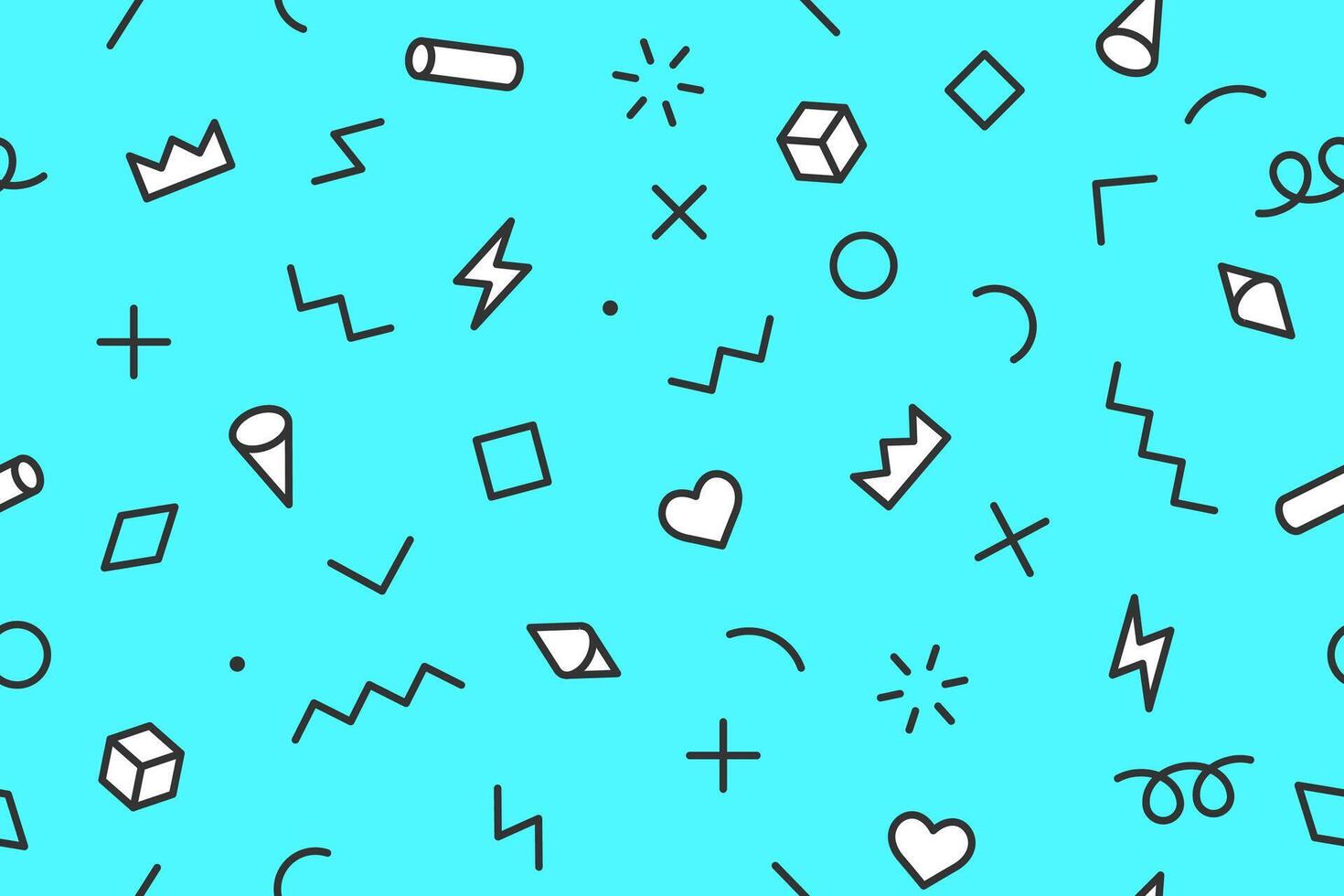 Seamless graphic pattern 80s-90s styles on color blue background vector